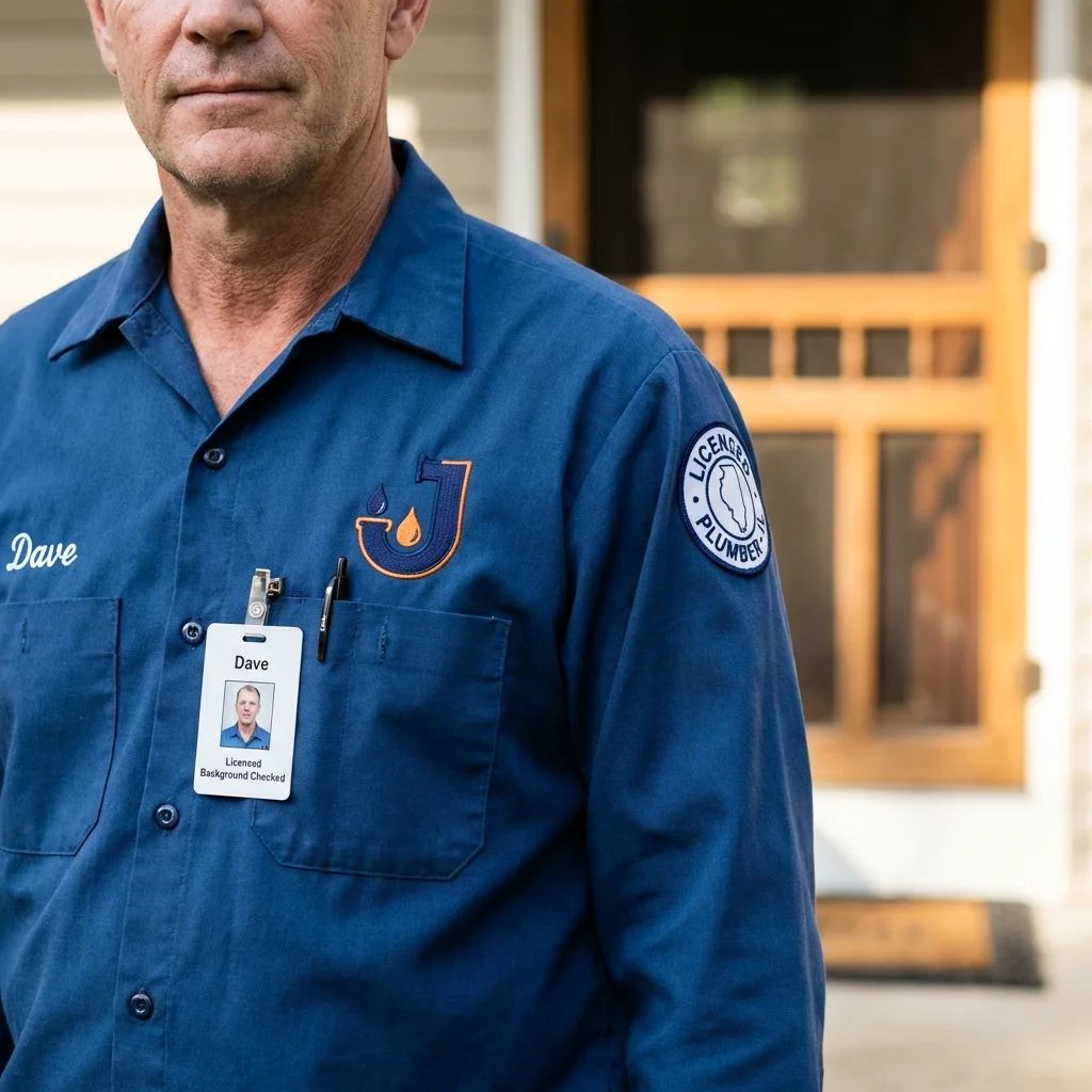 Licensed plumber showing ID badge in Loxley, AL