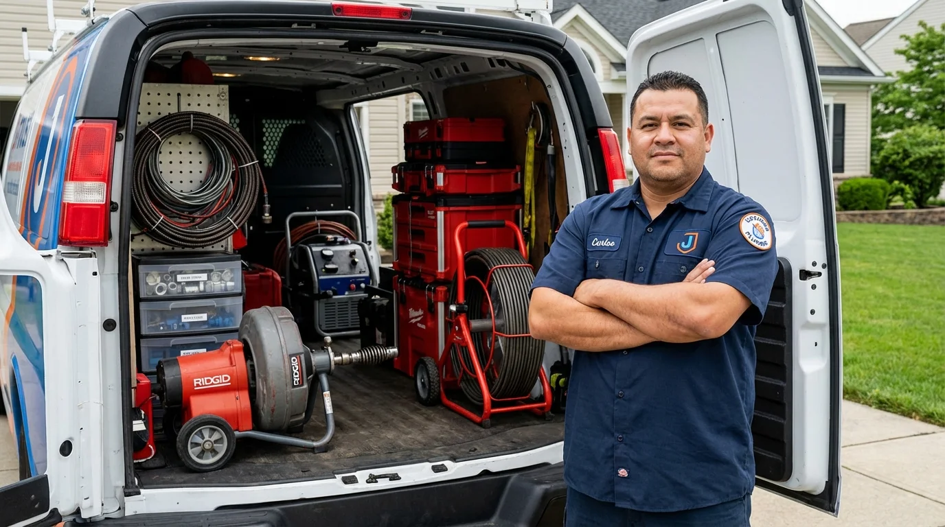 Professional drain cleaning equipment and Johns Plumbing LLC plumber in Loxley