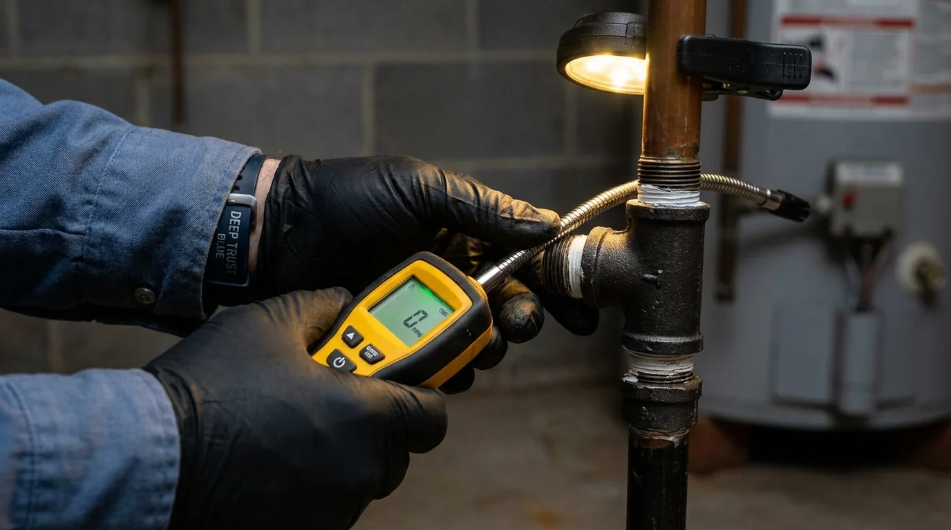 Gas leak detection with electronic sniffer by Johns Plumbing LLC in Loxley