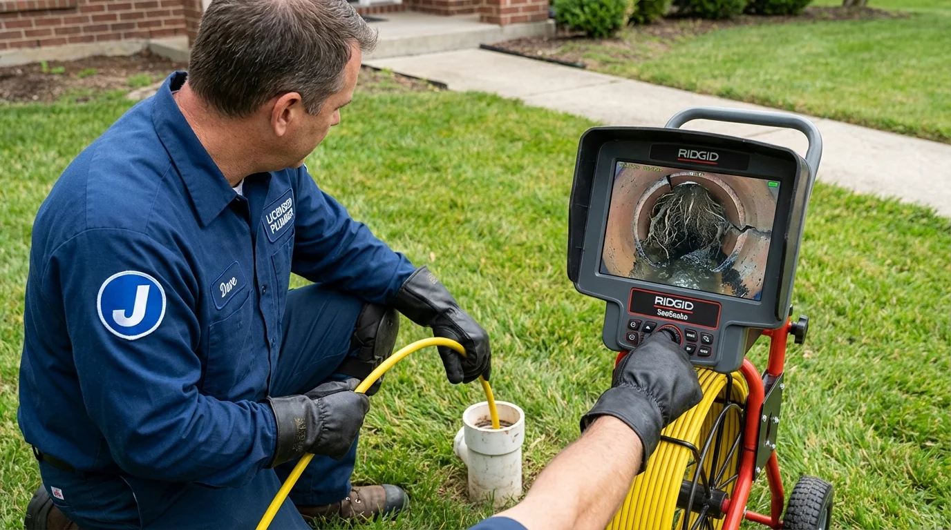 Sewer camera inspection being performed by Johns Plumbing LLC in Loxley